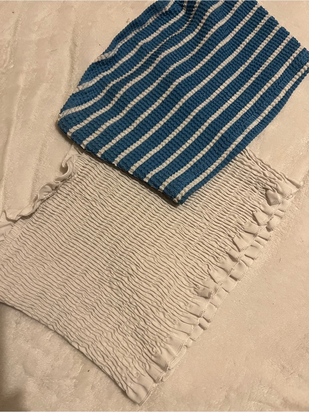 2 Blue & White Striped Tube Top